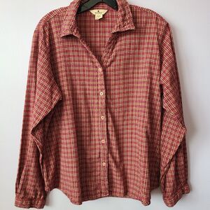 Woolrich Women's Red & Yellow Plaid Flannel Button-Up Shirt Sz Large